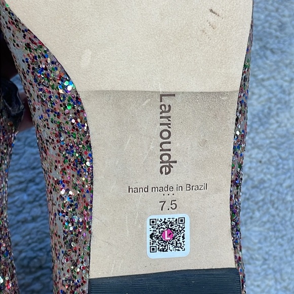 Larroude Carroline Flat Glitter Mary Jane Party Pointed Toe DEFECT Sz 7.5 - Picture 15 of 15